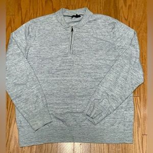 Men's XL Cotton Blue Grey Heather Banana Republic 1/4 Zip Collarless Sweater